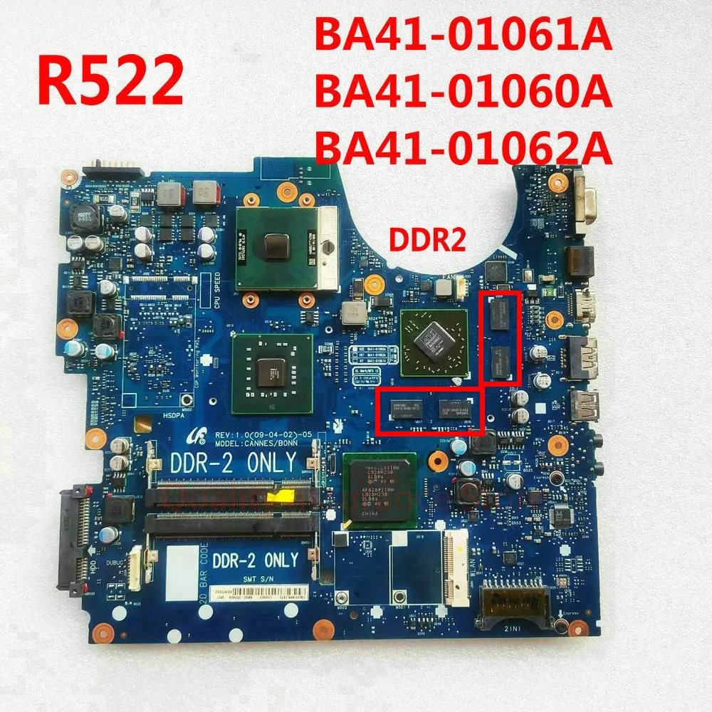 BA41-01061A BA41-01060A BA41-01062A For Samsung NP-R522 R522 Laptop Motherboard BA92-05741A BA92-05741B Mainboard DDR2