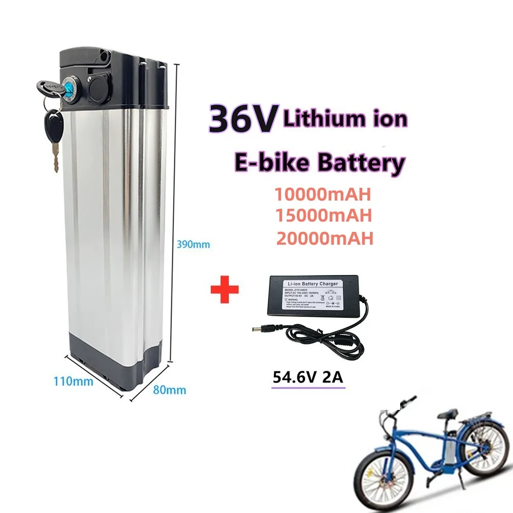 

Silver Fish Battery 36V 10ah 15ah 20ah 18650 Battery Lithium Ion Battery For 250W 350W 500W 1000W Motor