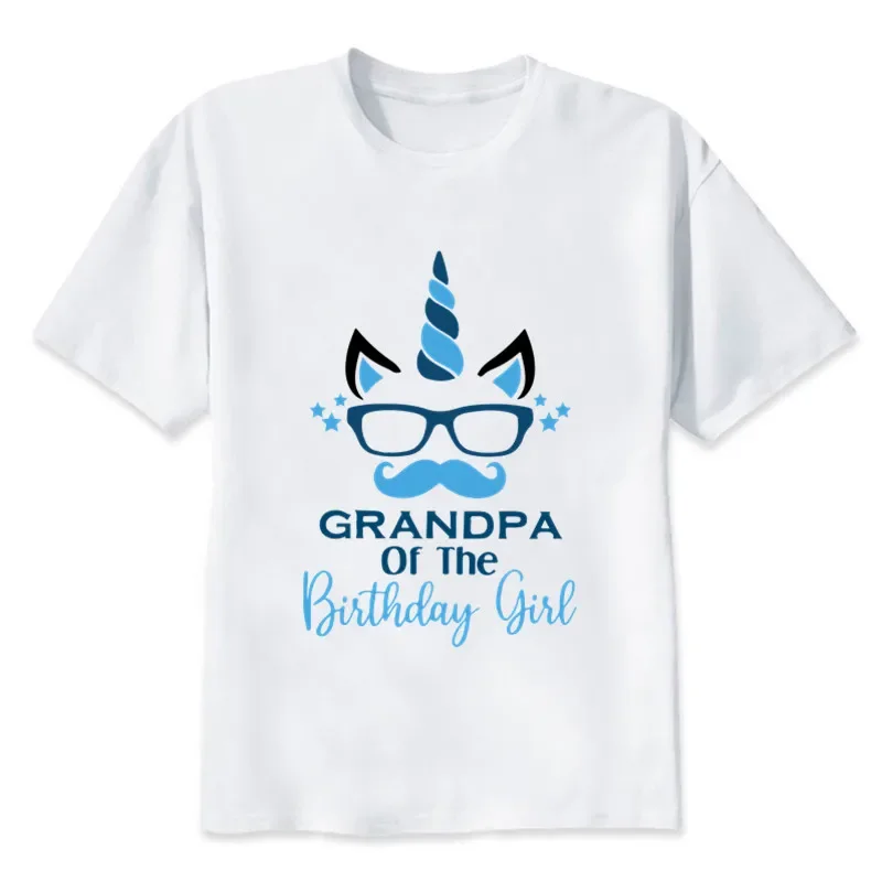 Birthday Party Family Look Matching Clothes Unicorn Theme Birthday Girl T-shirt Present Kids Clothing Father Mother Daughter Son