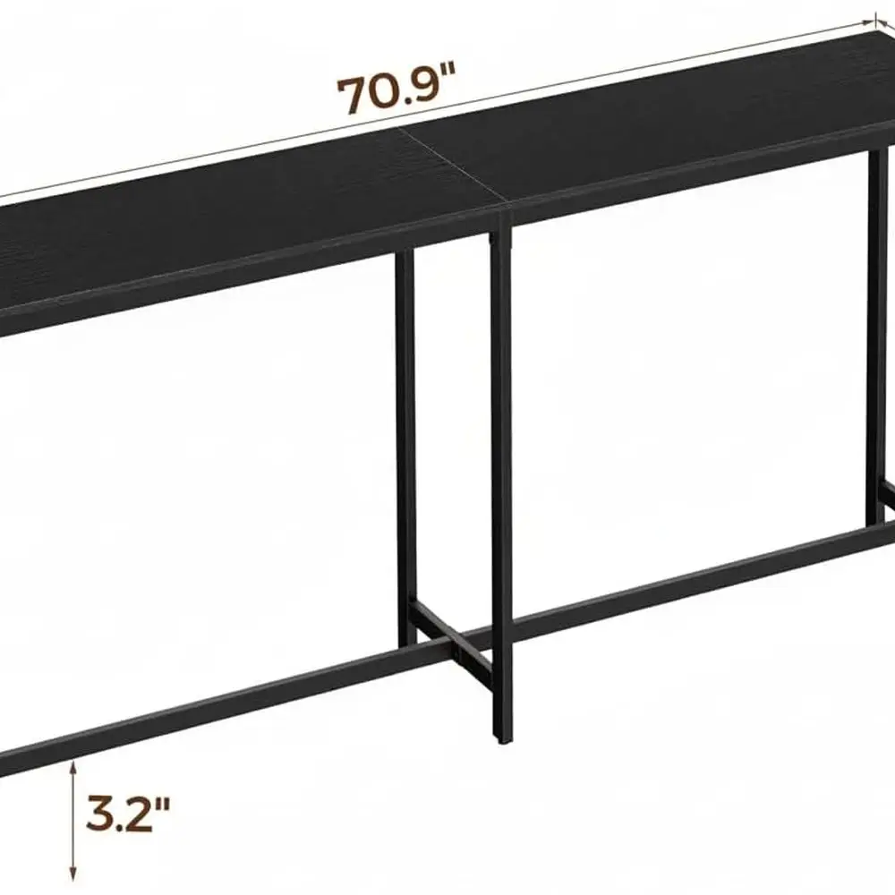 طاولة بار نحيفة بطول 71 بوصة، طاولة طعام عالية للمطبخ، مكتب حانة معدني أسود