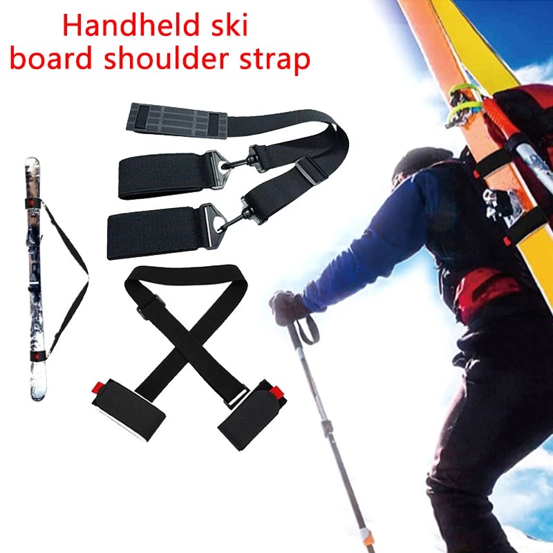 1PC Zwart Nylon Verstelbare Ski Handvat Riem Tas Skitas Verstelbare Paal Schouder Handdrager Lash Bandjes Porter Hook Loop