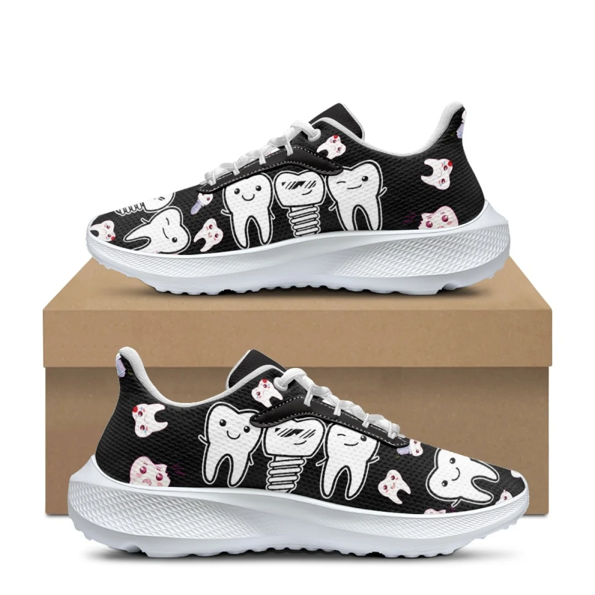 

Cartoon Teeth Print Women's Sneakers New Fashion Summer Comfortable Breathable Outdoor Sports Shoes Wear Resistant Running Shoes