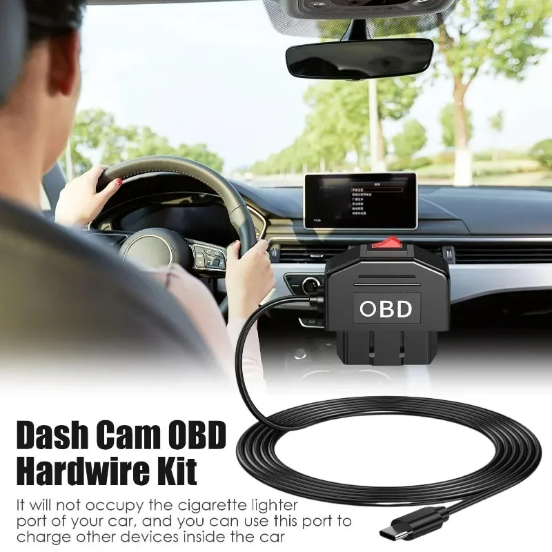 Accesorios de estacionamiento para coche 24h, protección de batería OBD a cargador tipo C, Cable de alimentación, 1 pieza para cámara de salpicadero, DVR para coche