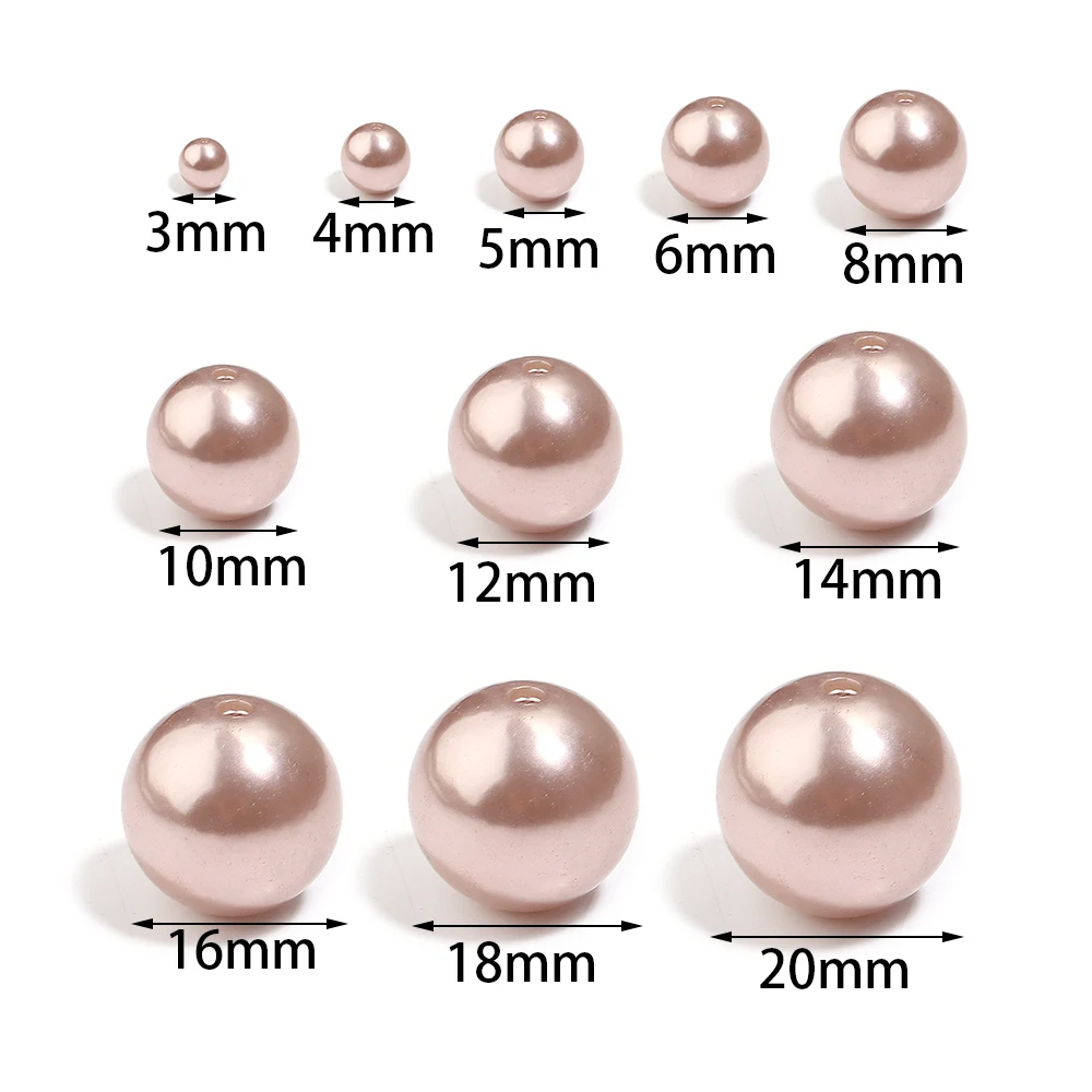 50-1000pcs 3/4/5/6/8/10/12mm Light Brown ABS Imitation Pearl Beads With Hole Round Loose Beads For Jewelry Making DIY Bracelet