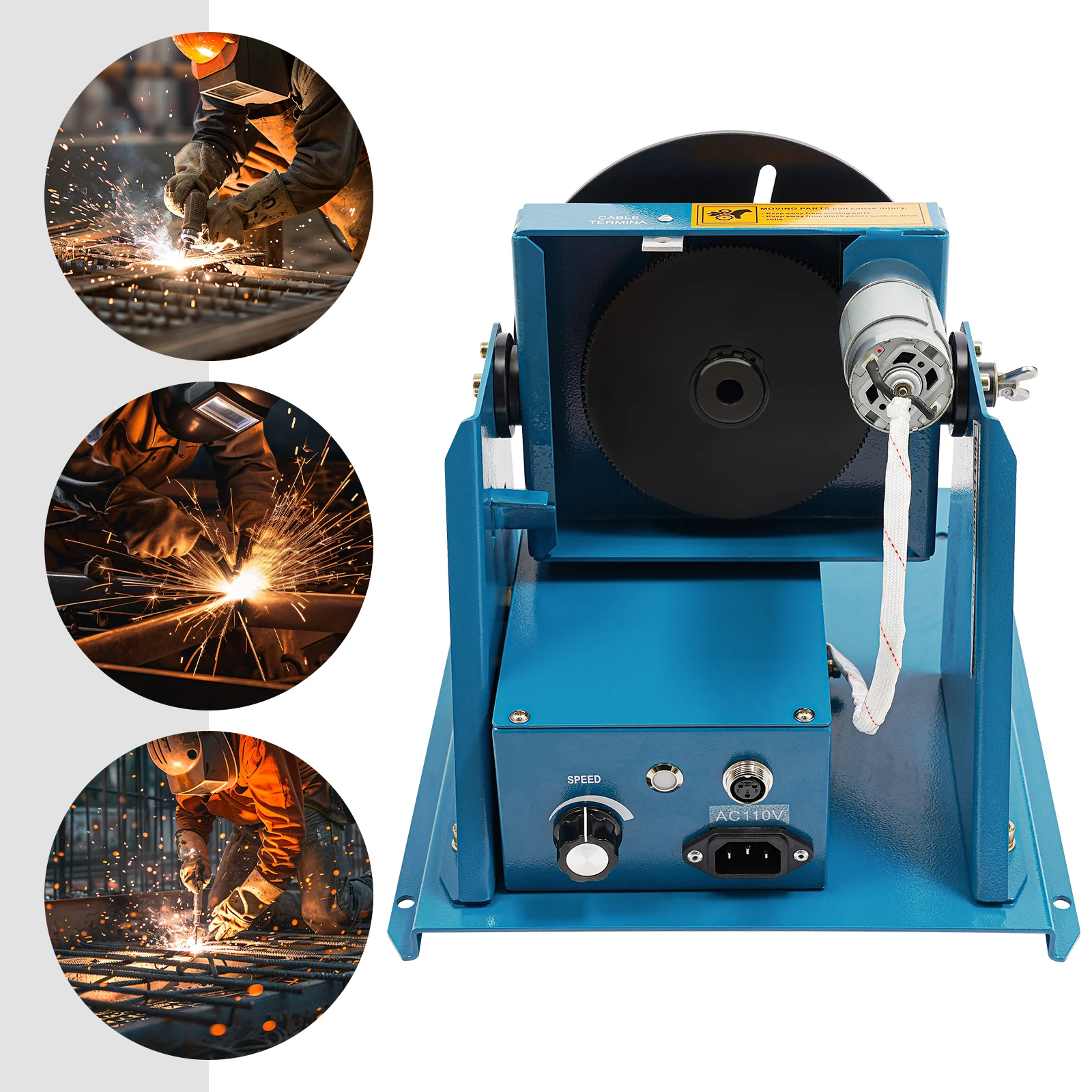 110V Rotary Welding Positioner 22LBS Load 0-90° Tilting Turntable Table with Foot Switch for Small Pipe Metal Art Welding