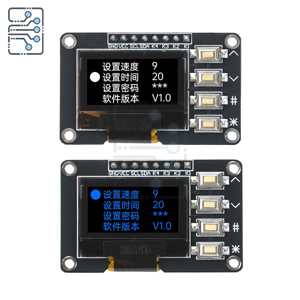 0.96inch OLED Display IIC White/Blue 12864 with 4 Buttons OLED Display SSD1306 SSD1315 OLED I2C Display for Arduino