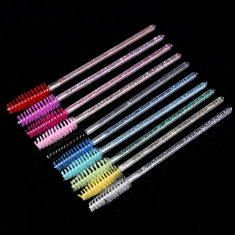 New 50pcs Crystal Solid Eyebrow & Lash Brush Eyelash Brush Grafting Portable Colorful Beauty Tools Eyelash Comb