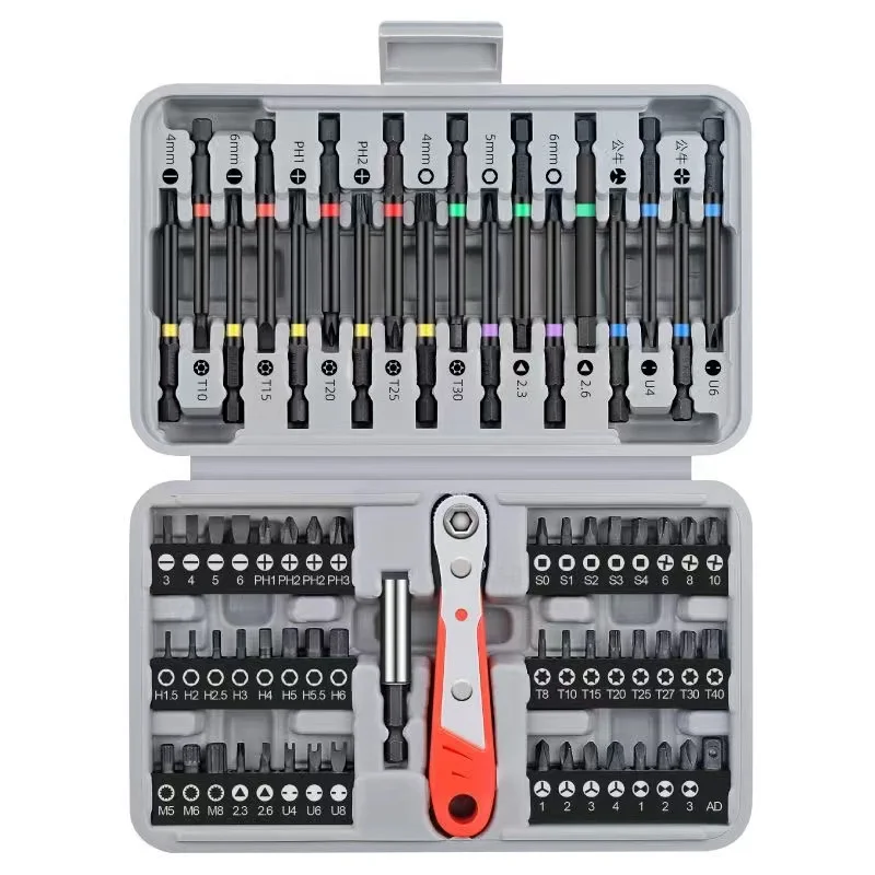 Imagem -05 - Chave de Fenda Elétrica Bits Kit Hex Ferramenta de Mão Cabeça Estendida Bit Conjunto Magnético 36 Pcs 68 Pcs