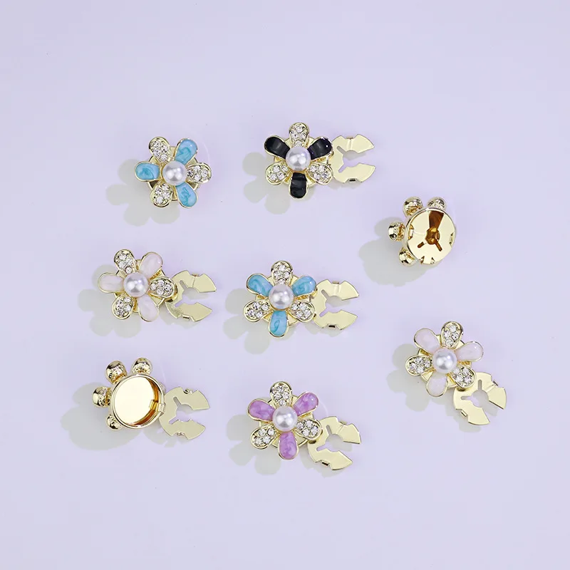 1pcs Drip Oil Artificial Pearl Flower Shirt Decoration Button, Turtle Collar Stud, Clothing Collar Button Cufflinks Fastener