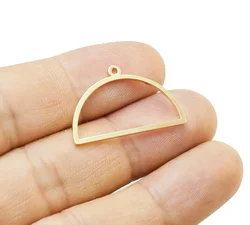 20pcs Half Round Connector, Earring Charms, Tassel Making, Blank Iron Charm, Jewelry Supplies, Gold Tone, 28.5x17.5mm RP286