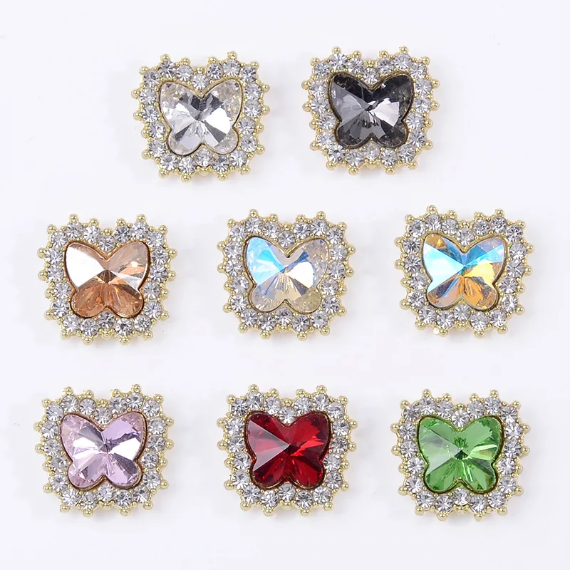 Stylish and exquisite micro-inlaid rhinestone butterfly flower plate diamond buckle alloy accessories DIY handmade hair accessor