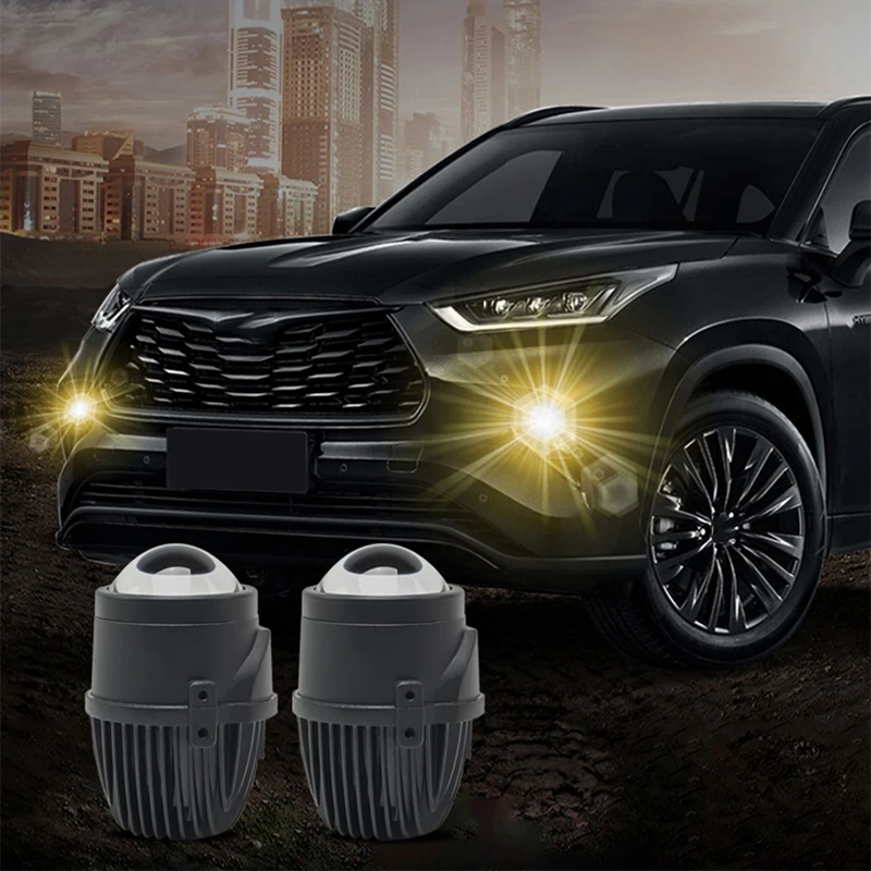 For Toyota Highlander U70 2020 2021 2022 2023 2024 LED front fog lamp gold eye laser lens white light dual light modification