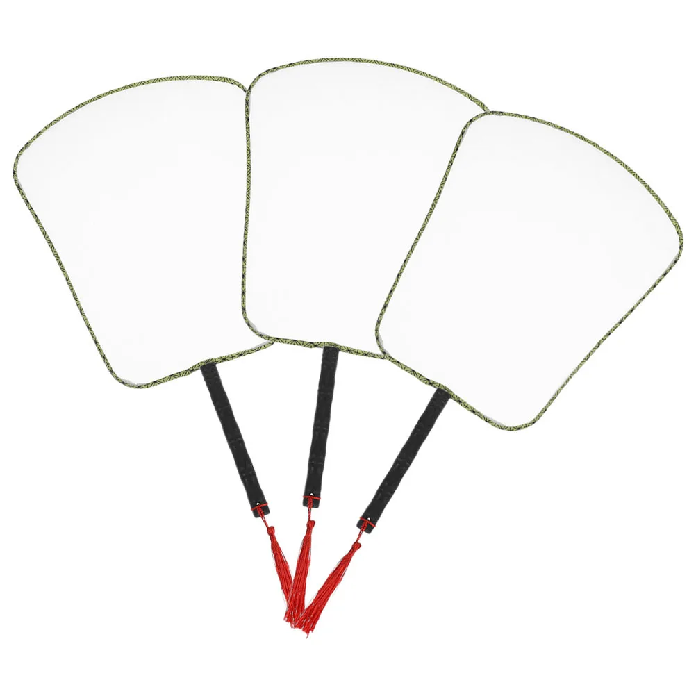 3 قطعة مراوح الحرير الأبيض فارغة الصينية مجداف اللوحة مراوح اليد DIY بها بنفسك الحرفية الخط الكتابة على الجدران حفلة الرقص