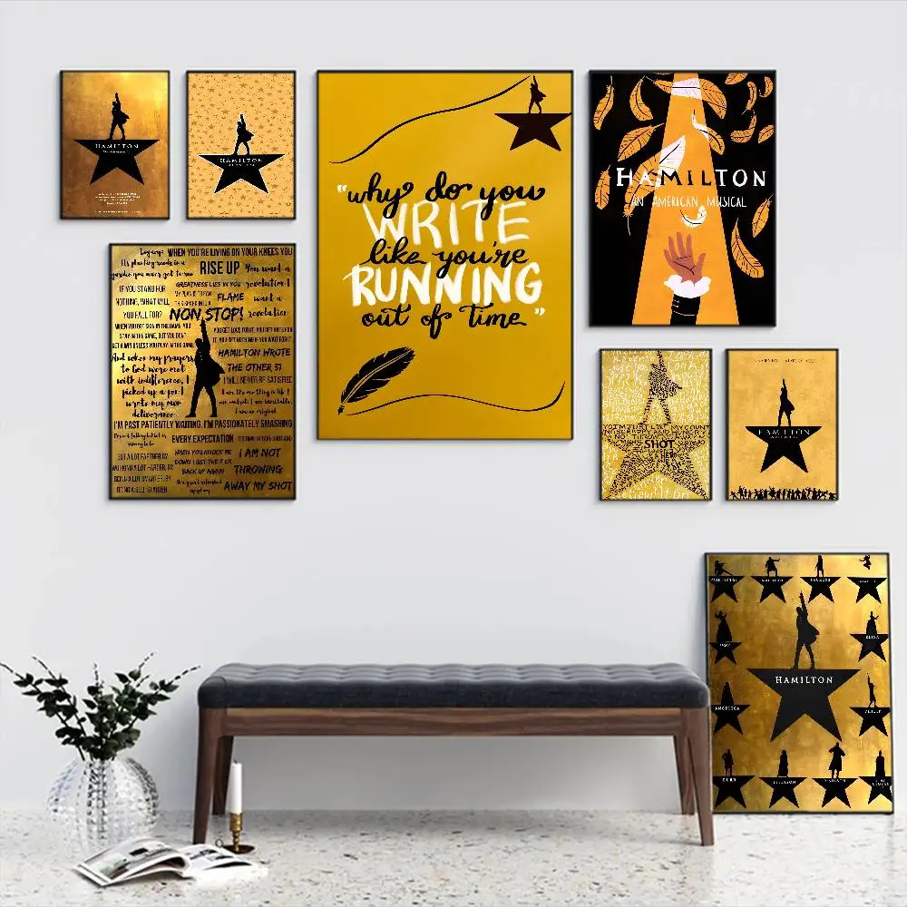 

American Musical Hamilton Vintage Posters Sticky Vintage Room Home Bar Cafe Decor Kawaii Room Decor