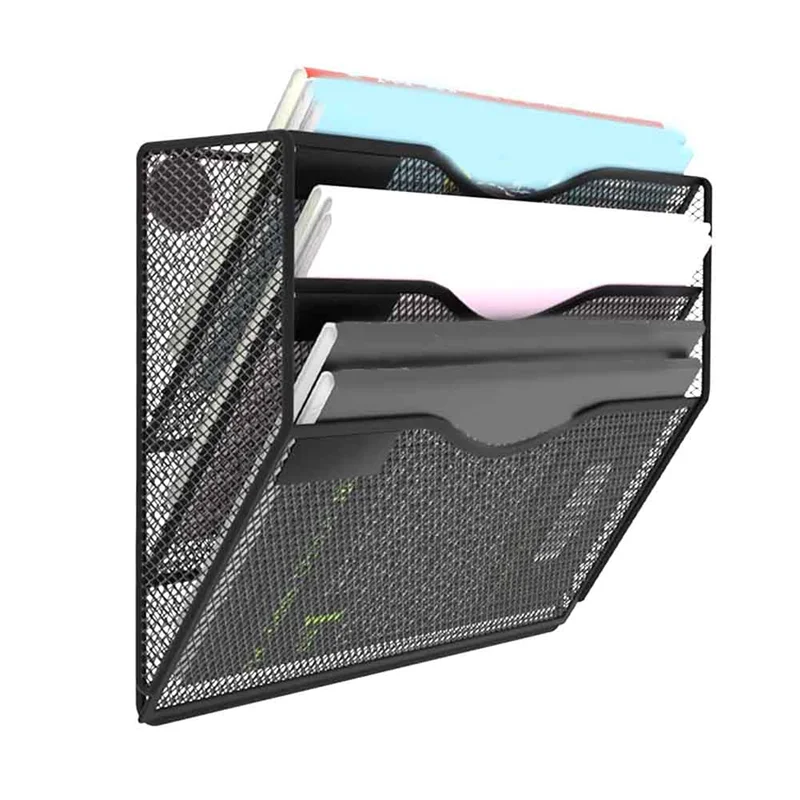 حامل ملفات مغناطيسي من الطبقة ABRJ-3 بدون حفر ولا تركيب منظم المجلات باللون الأسود لمكتب الثلاجة