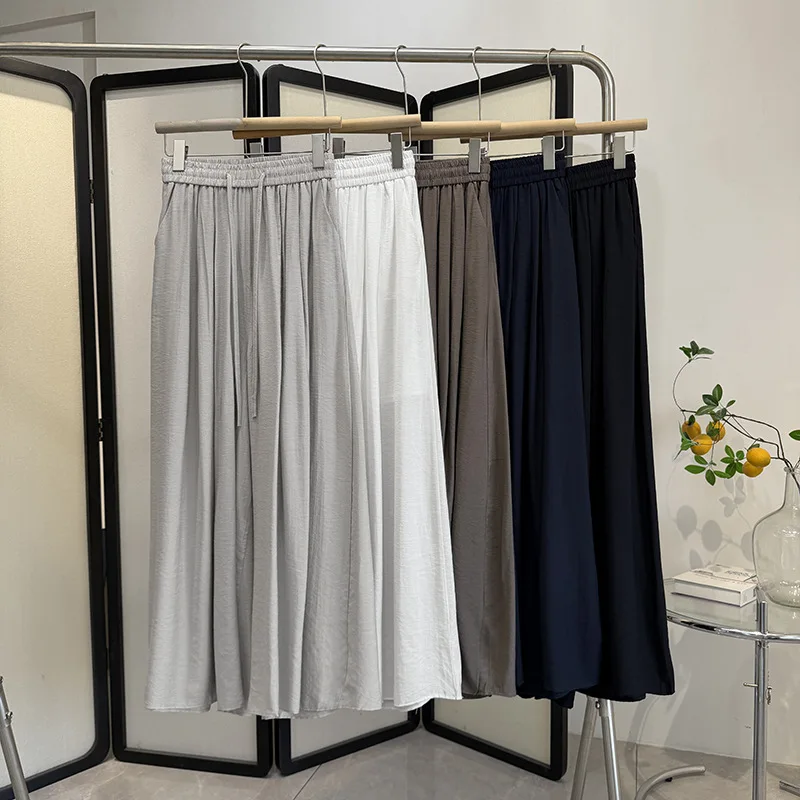 Maxdutti Elastic Waistband And Wide Leg Pants For Summer 2026 With A Relaxed And Relaxed Feel A Relaxed And Relaxed Look