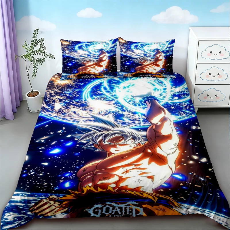

Duvet Cover Cartoon Anime Digital Printing Dragon Balls Peripheral Bedding Three Piece Set Decorative Bed Sheet Pillowcase