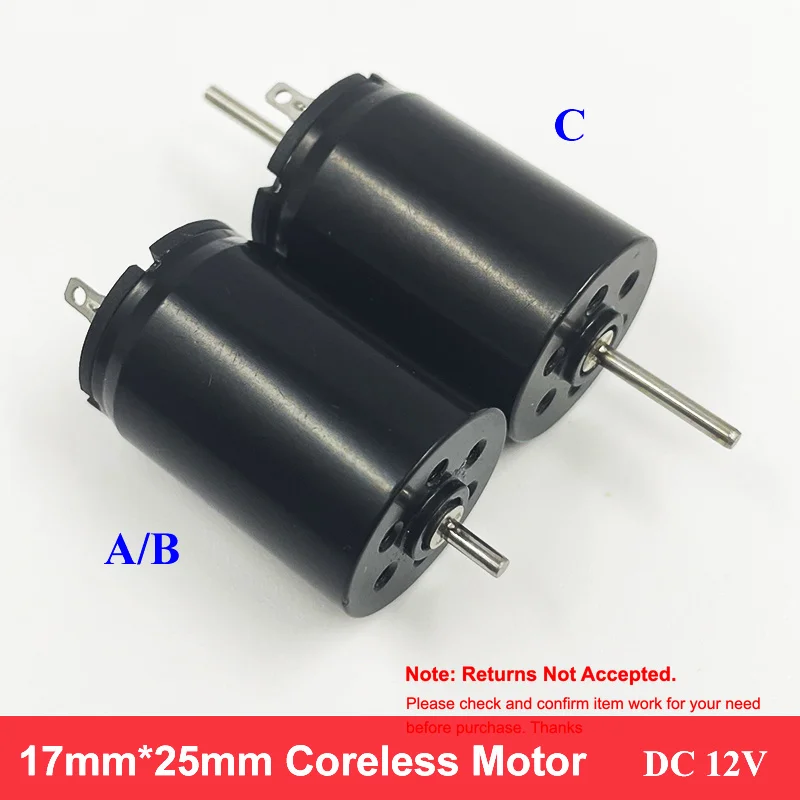 1725 17mm Mini Coreless Motor Singal Shaft/ Double Shaft DC 12V 12000/15000RPM High Speed Replacement for Rotary Tattoo Machine