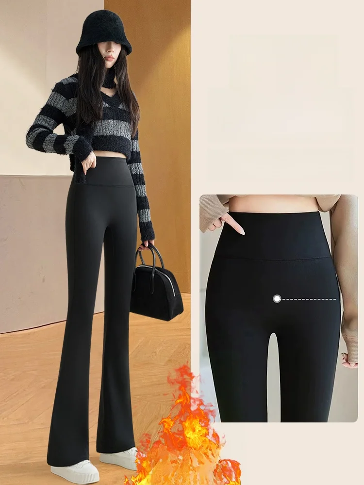 

Брюки для йоги Thiened Fce с высокой талией, женская осенне-зимняя верхняя одежда, брюки из коровьей кожи, удобные брюки Bell Bot