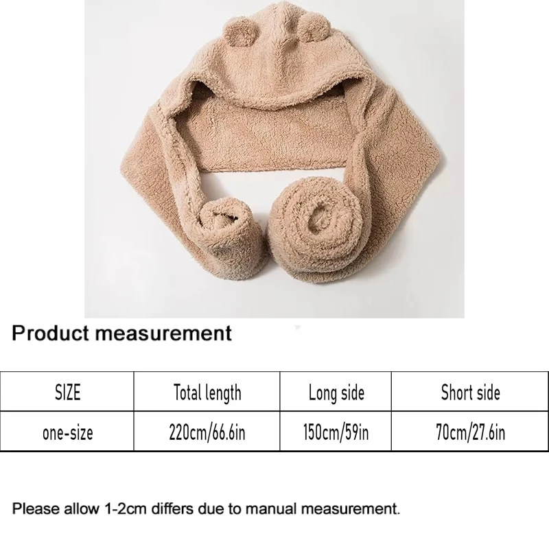 2 ชิ้นแฟชั่นผู้หญิงฤดูหนาวใหม่ Beanies หมวกหูหมีหมวกสบายๆหมวกผ้าพันคอชุดลําลองผู้หญิงหมวกปัจจุบัน