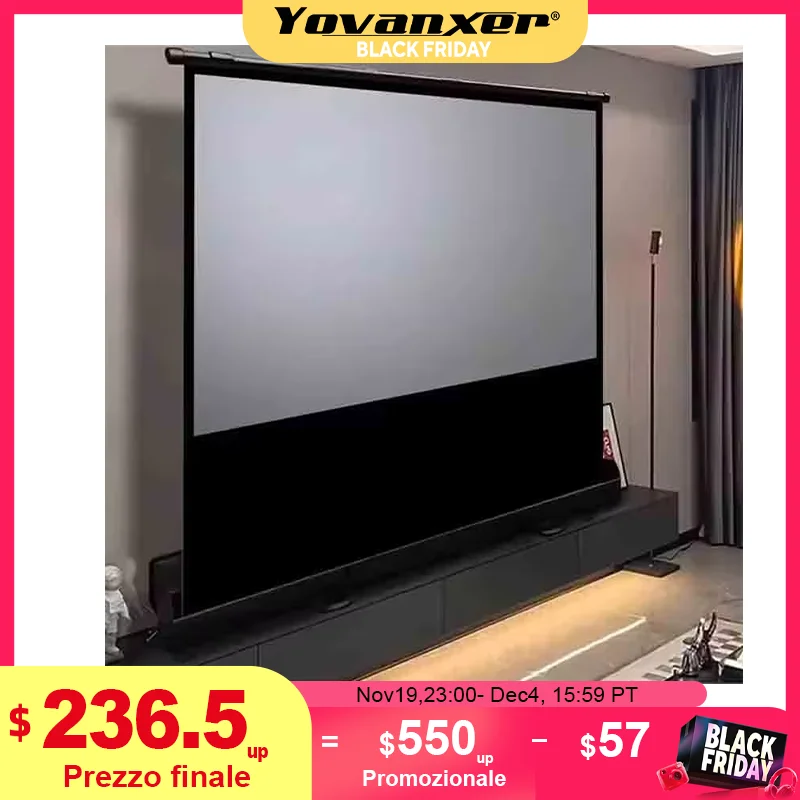 Универсальный портативный напольный проекционный экран с серовым стеклом из стекловолокна для нормальных/UST проекторов 4K 3D поддержка всех размеров