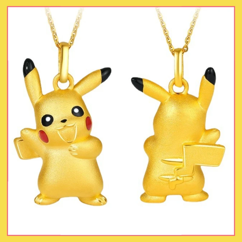 New Pokemon  Pendant Ibu Pendant Vietnam Ancient Gold Plated Cute Picachu Lightning Energy Ring Girl Necklace Lover Gift