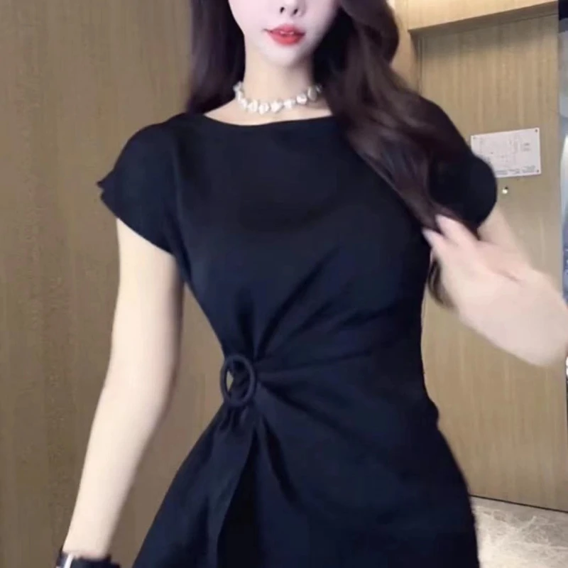 

Необычные сексуальные футболки с леопардовой шнуровкой, новые летние тонкие трендовые топы с короткими рукавами, тонкие темпераментные топы, винтажная модная женская одежда