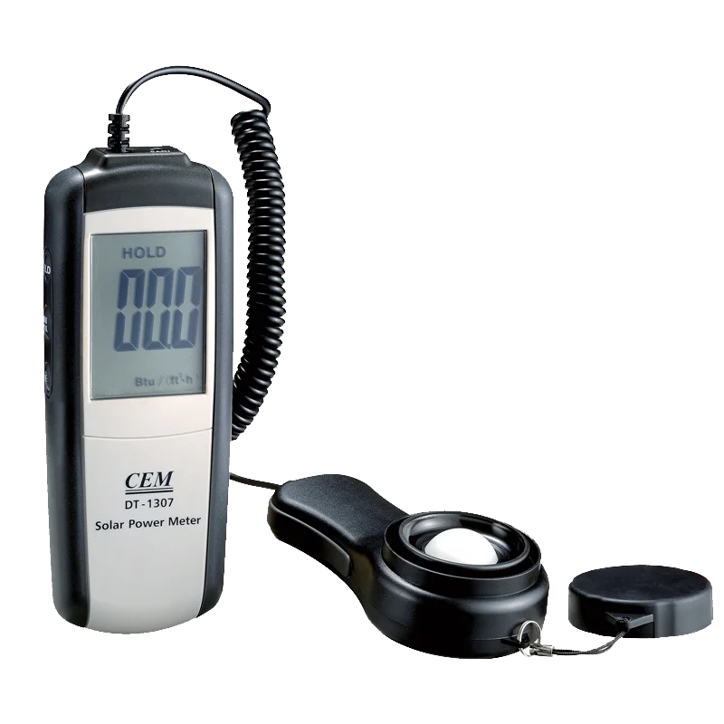 CEM DT-1307 Handheld Solar Power Meter Digital Solar Irradiance Meter with 2000 W/m2, 634 BTU / (ft2 · h) Measuring Range