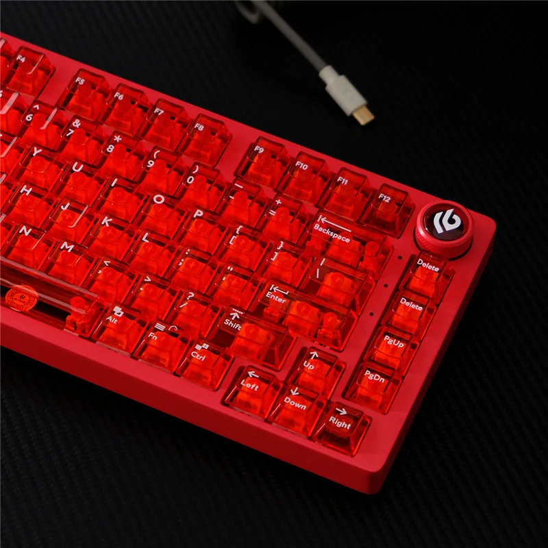 Imagem -05 - Personalizado Vermelho Transparente Keycaps Cereja Perfil Material do pc Pad Impressão 114 Teclas para 61 75 87 Teclado Mecânico