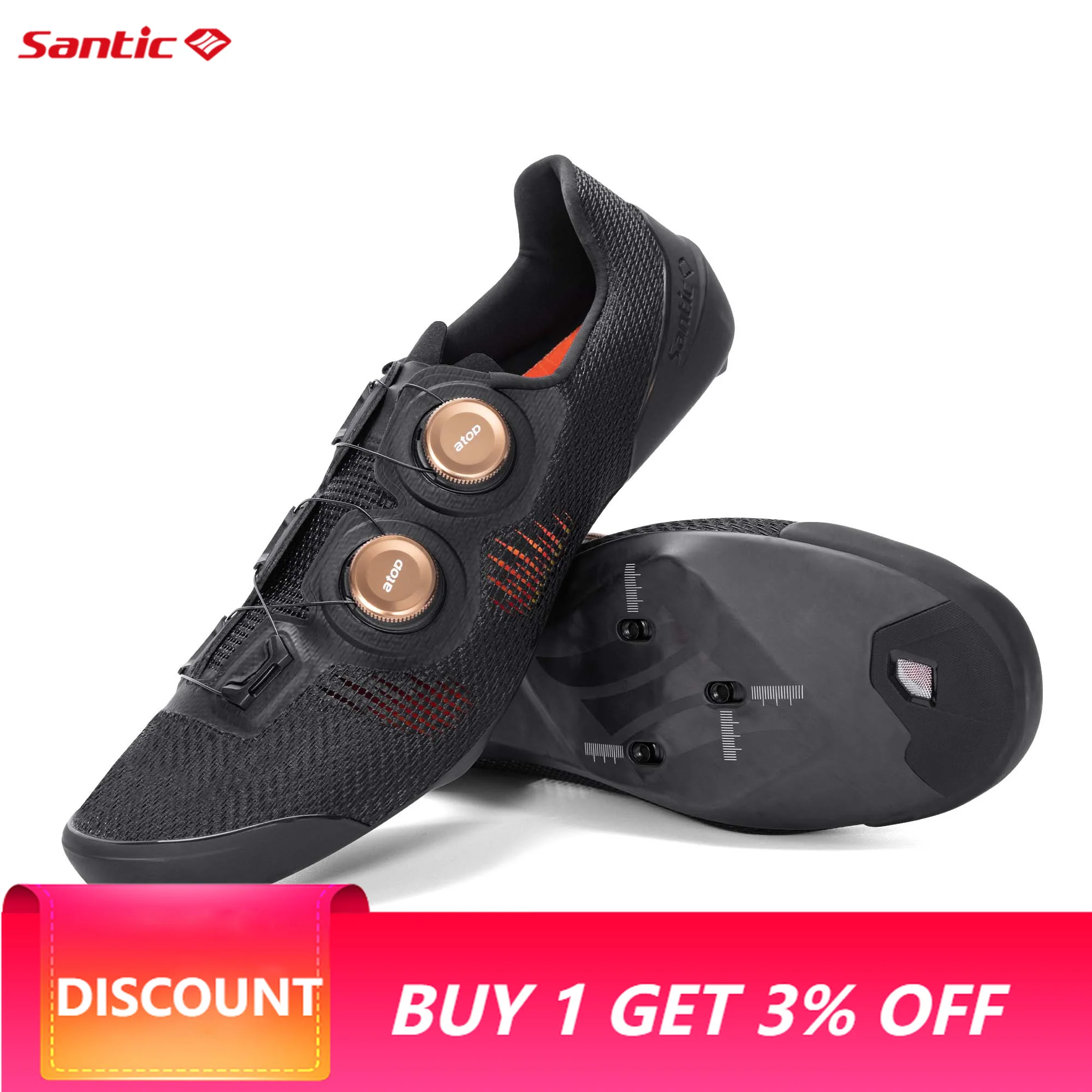 Santic Road Cycling Shoes Carbon Fiber Road Lock Shoes 14 Hardness Competition Ultra Light Cycling Shoes Suitable