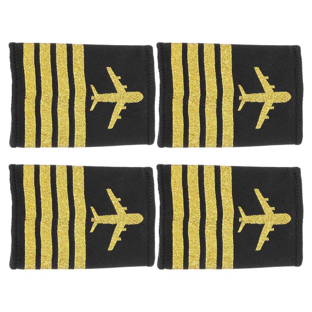 2 pares de dragonas de aviação pretas, placas de ombro piloto, uniforme de capitão, crachá de avião, durabilidade, conforto selecionado