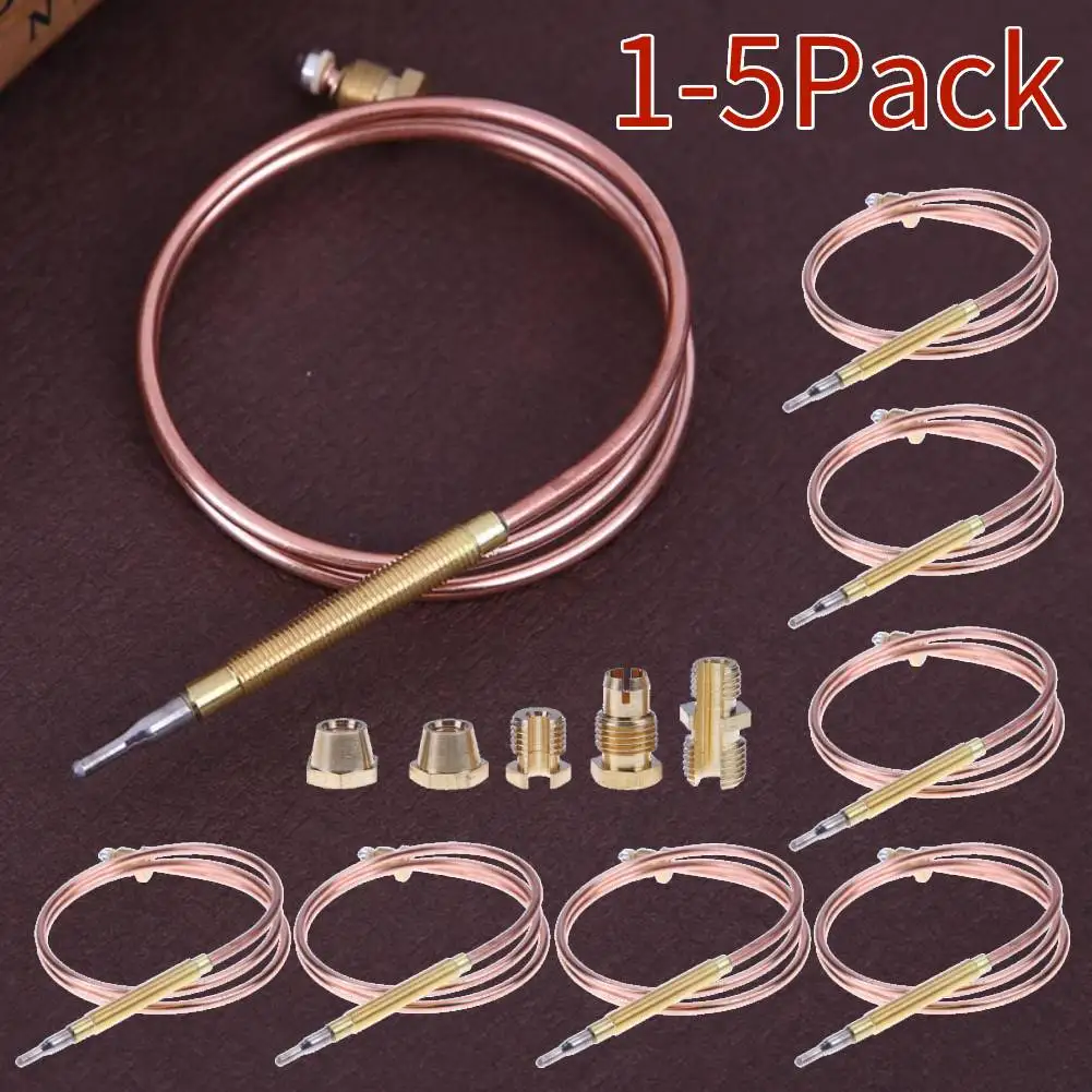 1-5Pack Universal 60 cm Gas Thermocouple Valve Replacement for Hot Water Boiler Gas Valve Induction Line with Five Fixed Part