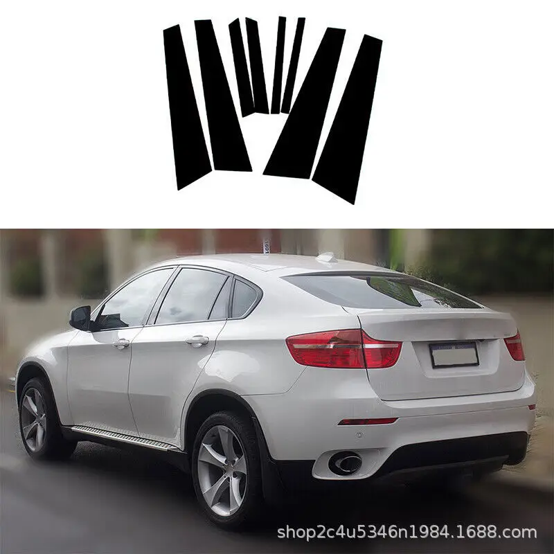 For BMW X6 E71 F16 G06 2009-2022 pillar panel window decoration with glossy black center pillar sticker