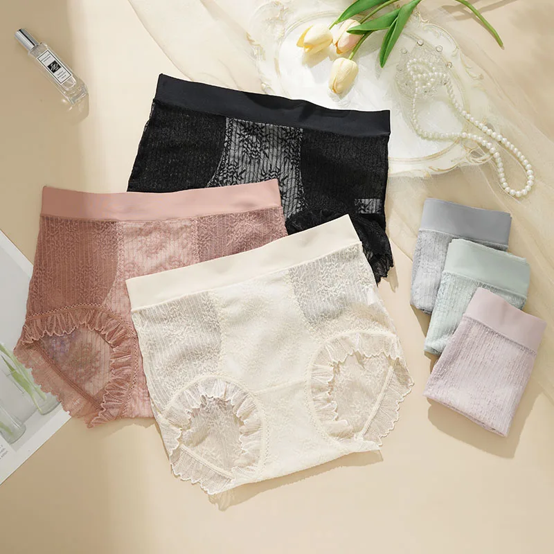 New Pregnant Women's Large Size High Waist Lace Embroidered Panties Ladies Sexy Hollow Breathable Soft Solid Color Briefs