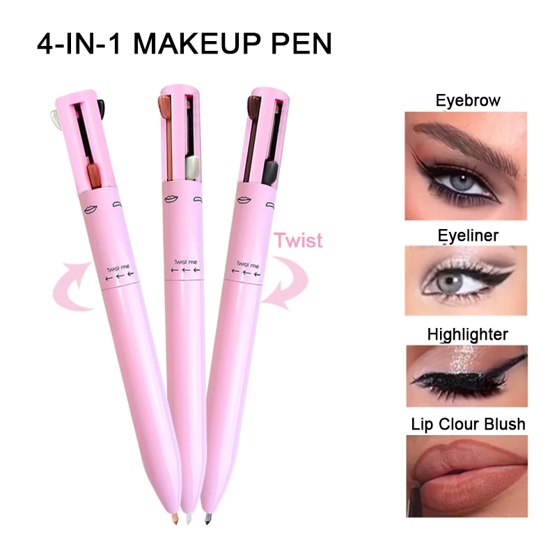 Evidenziatore, matita per labbra e eyeliner 4 in 1 con finitura opaca per tutti i tipi di pelle Trucco gel per eyeliner versatile ricaricabile