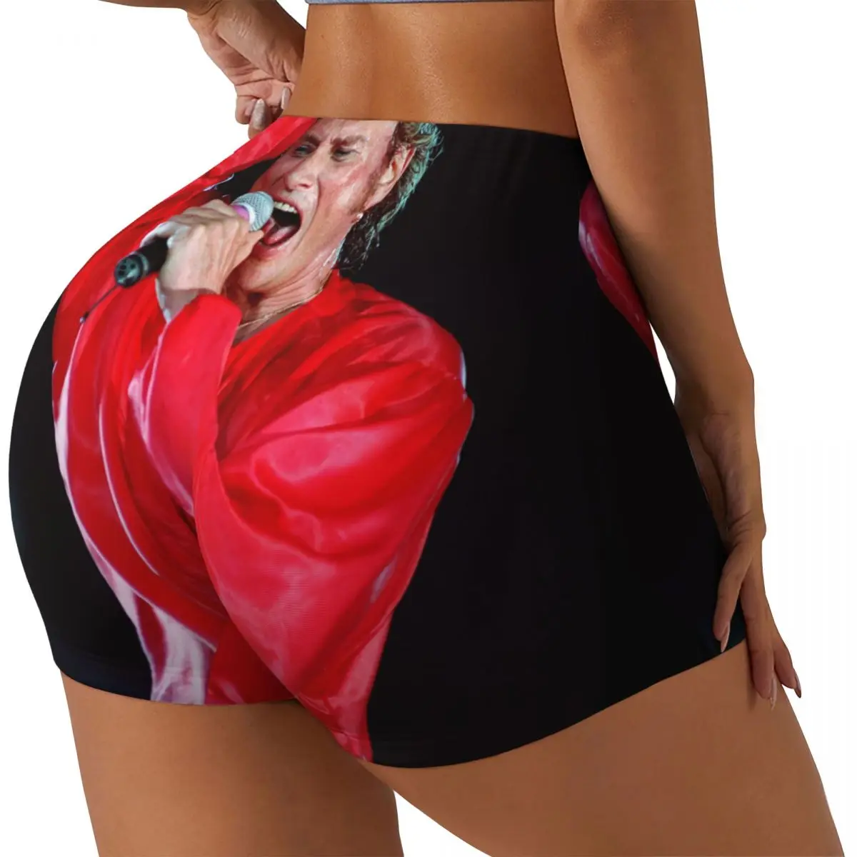 Custom Johnny Hallyday Music Singer Biker Running Workout Shorts Women's French Rock Gym Athletic Yoga Shorts