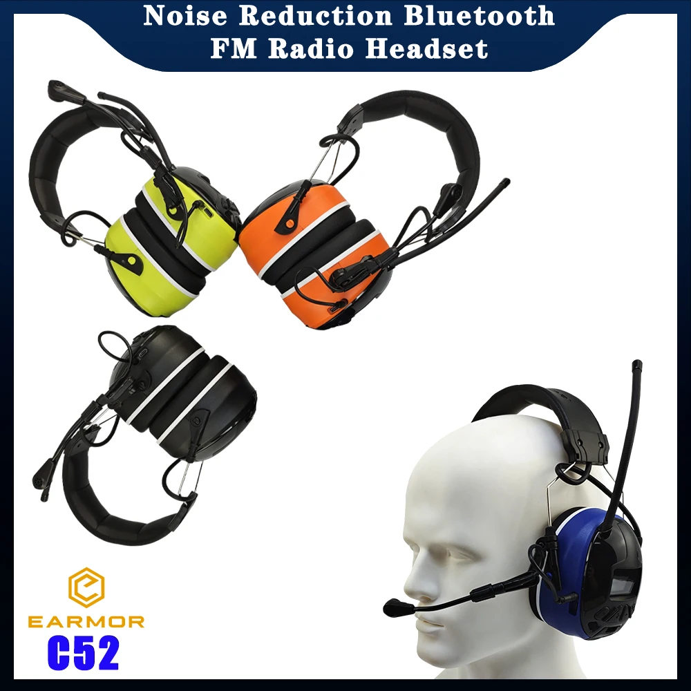 Electronic Hearing Protection Earmuffs EARMOR® C52 Noise Canceling Headset,For Manufacturing,Construction,Forestry,Industrial