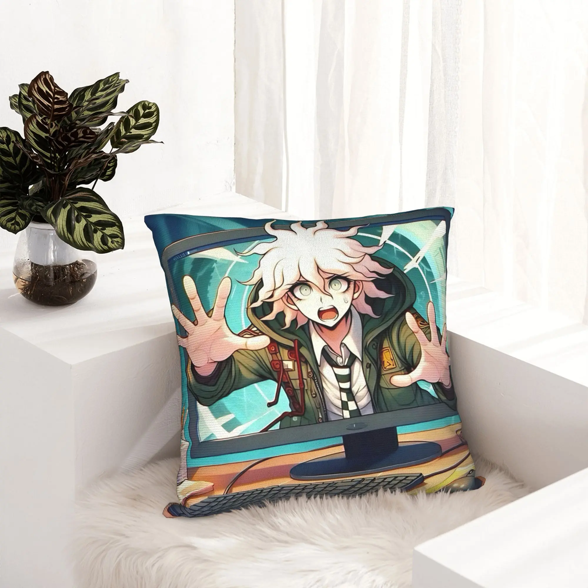 Nagito Komaeda Anime Pillowcase Soft Cushion Cover Decorations Pillow Case Cover Chair Square