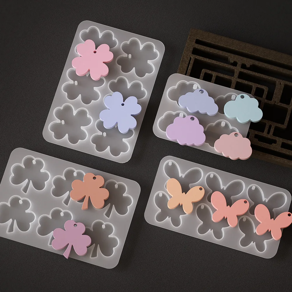 Simple Lucky Four-leaf Clover Butterfly Clouds Pendant Ornaments DIY Keychains Silicone Molds DIY Jewelry Crafts Making