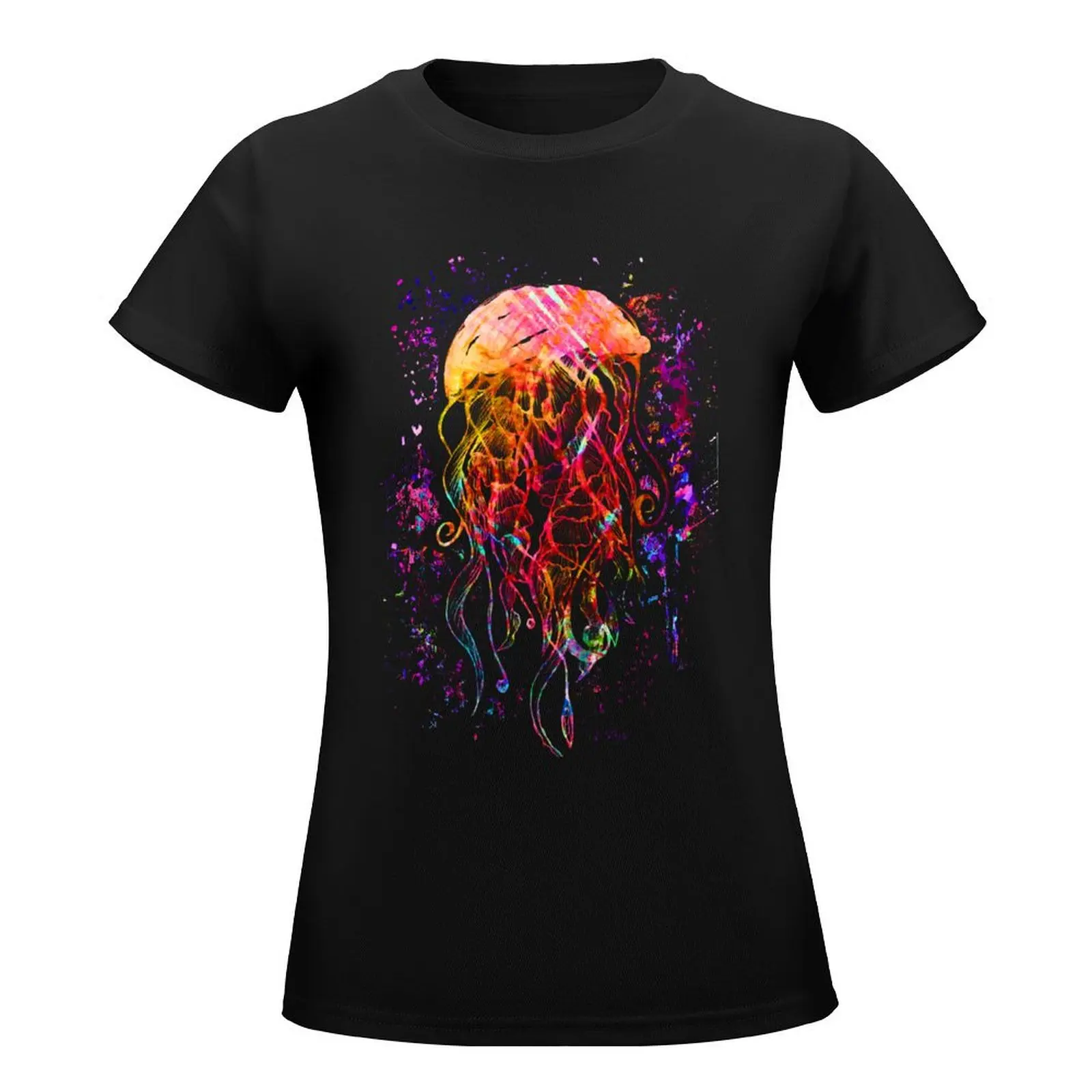 Jellyfish - Jelly fish - Abstract Art - Colorful T-Shirt Short sleeve tee graphics t shirts for Women loose fit