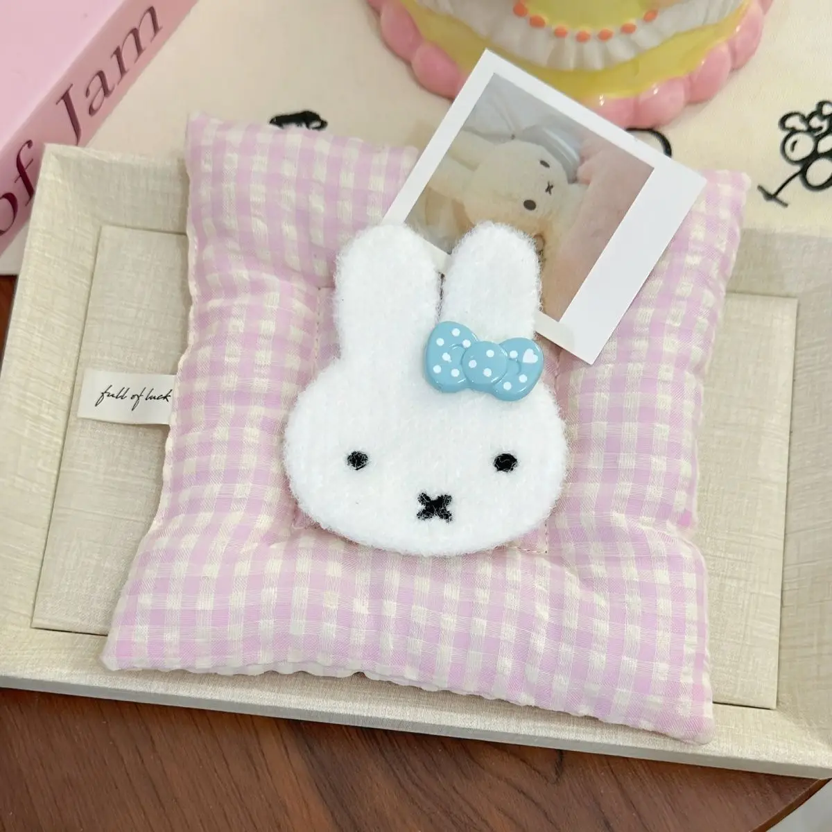 Kawaii Knit Miffy Bow Wash Up Makeup Bangs Flyaway Hair Organize Velcro Cartoon Plush Traceless Hair Accessories Festival Gift
