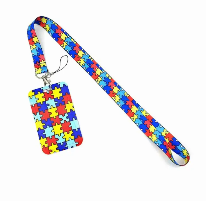 1PCS  Autism Lanyard For Keys USB Gym ID Card Badge Holder Neck Strap Mobile Phone Hang Rope Keychain Webbing