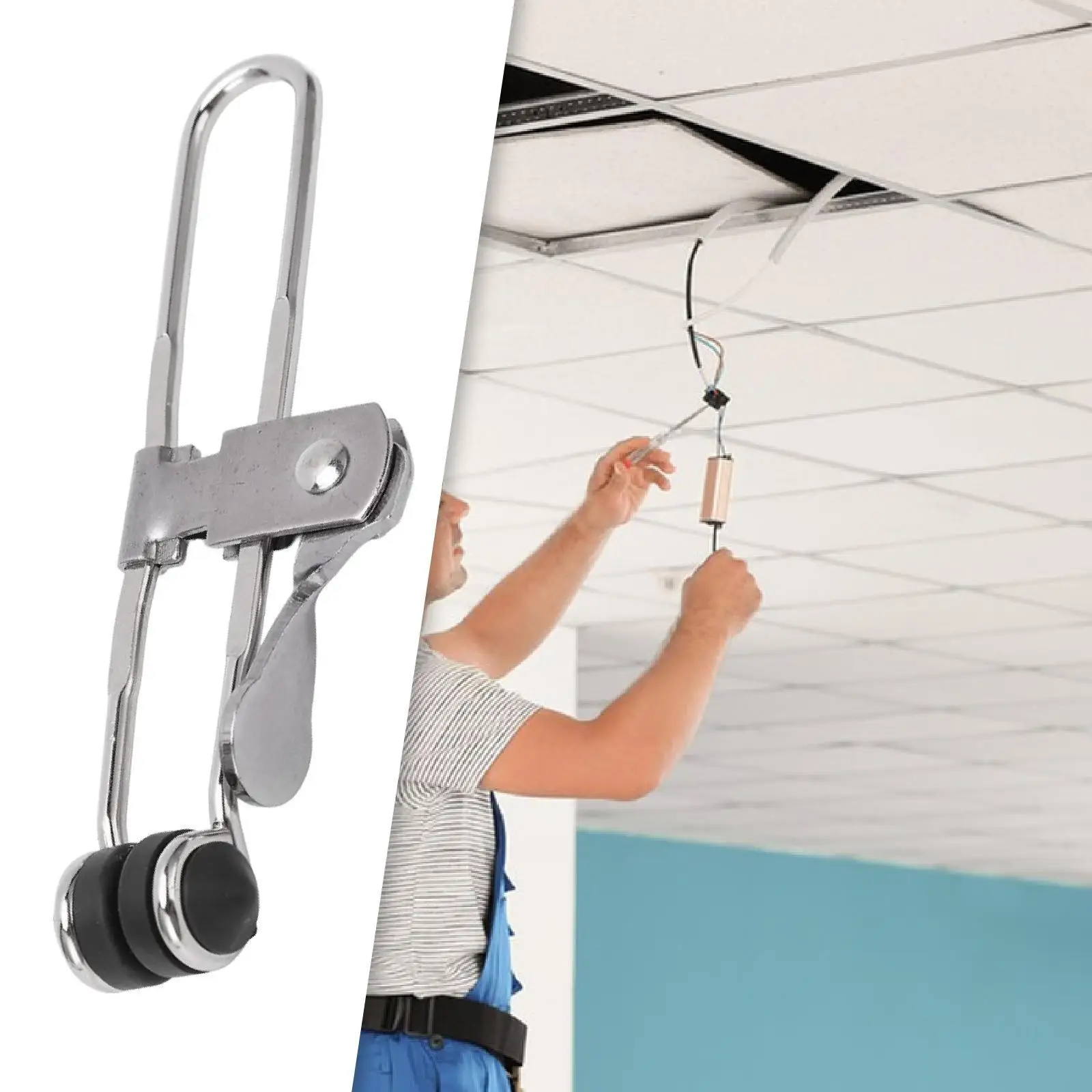 Abrazadera de rejilla de acción de palanca de acero inoxidable DIY, alineación, práctica abrazadera de techo suspendida compacta multifuncional