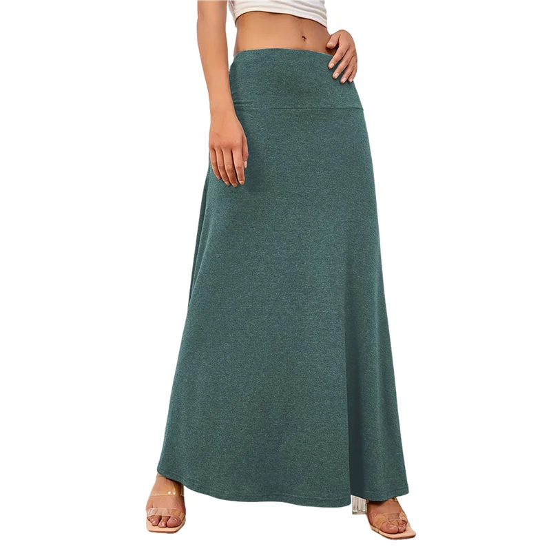 

ABRT-Женские повседневные юбки средней длины, эластичные ультра-мягкие струящиеся официальные юбки макси, юбки для отдыха с высокой талией