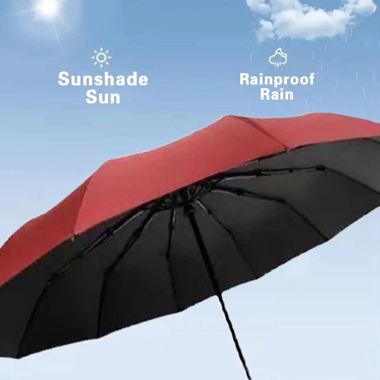 Automatischer Regenschirm für Sonnenschein regnerisch wind dicht stark klappbar Schnallen griff doppelt knochen beständig Dschungel Tiger Brief gedruckt