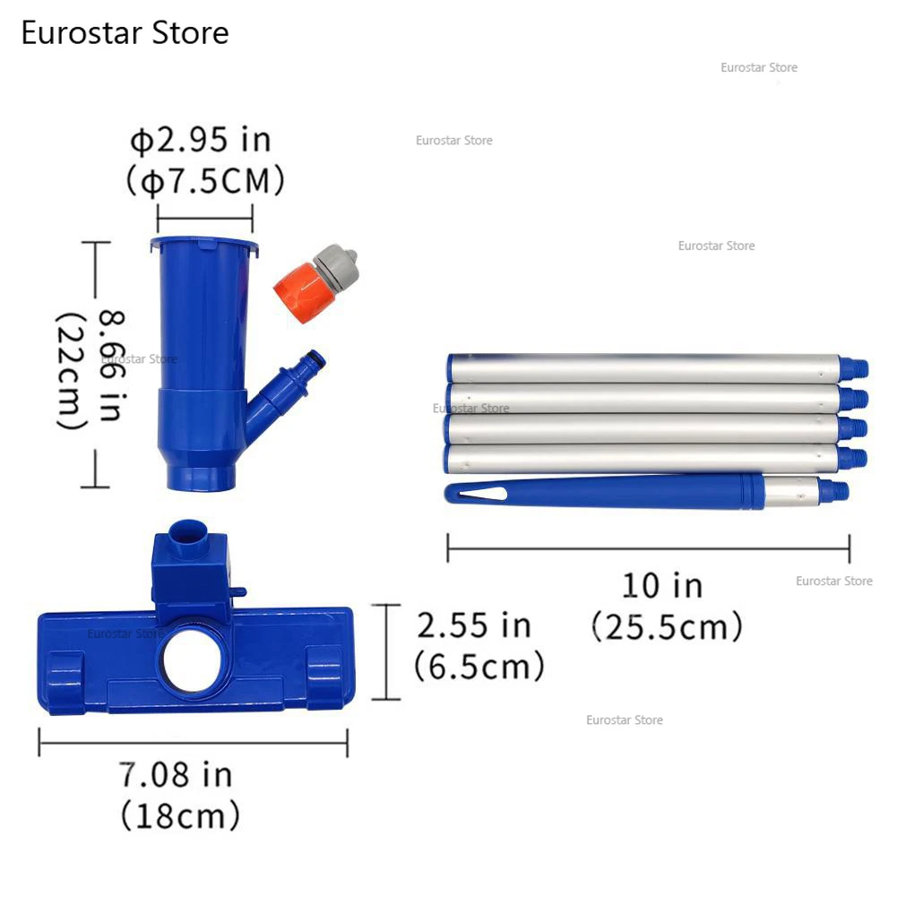 Professional Pool Vacuum Cleaning Tool Swimming Pool Cleaner Set Cleaner Brush for Hot Spring Outdoor with EU connector