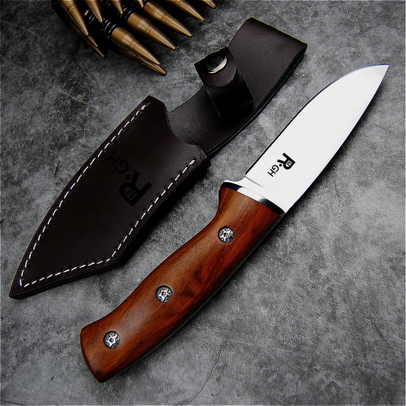 Japanese mirror light high quality 9CR18Mov  tactical knife outdoor hunting knife outdoor defensive sharp camping knife