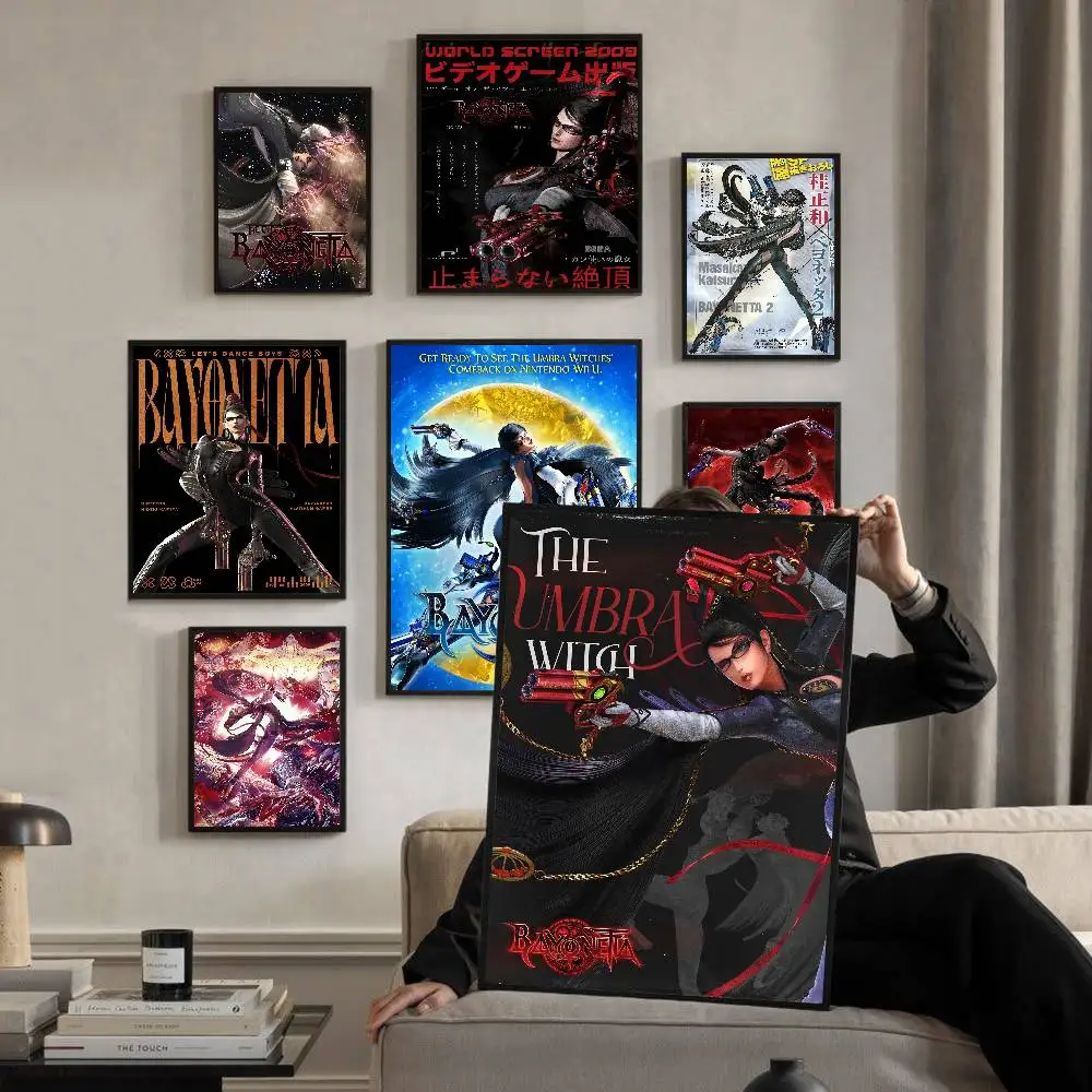 Pósteres clásicos vintage del juego Bayonetta 3, impresiones en papel blanco adhesivo, pósteres artísticos, pegatinas de pared