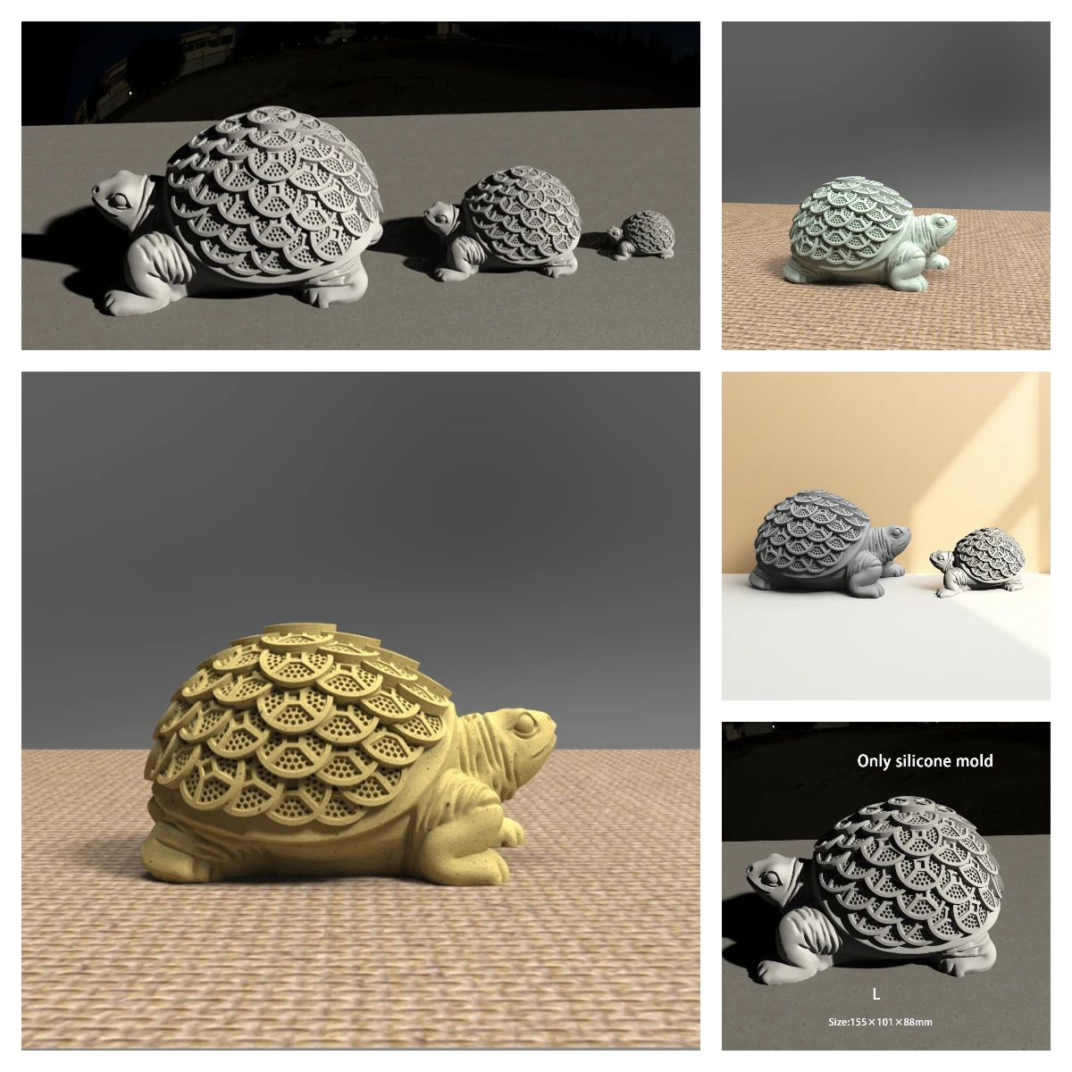 

Silicone Mold for Lucky Money Turtle - DIY Cement/Gypsum Golden Money Tortoise Statue Mold, Decor & Candle Mold