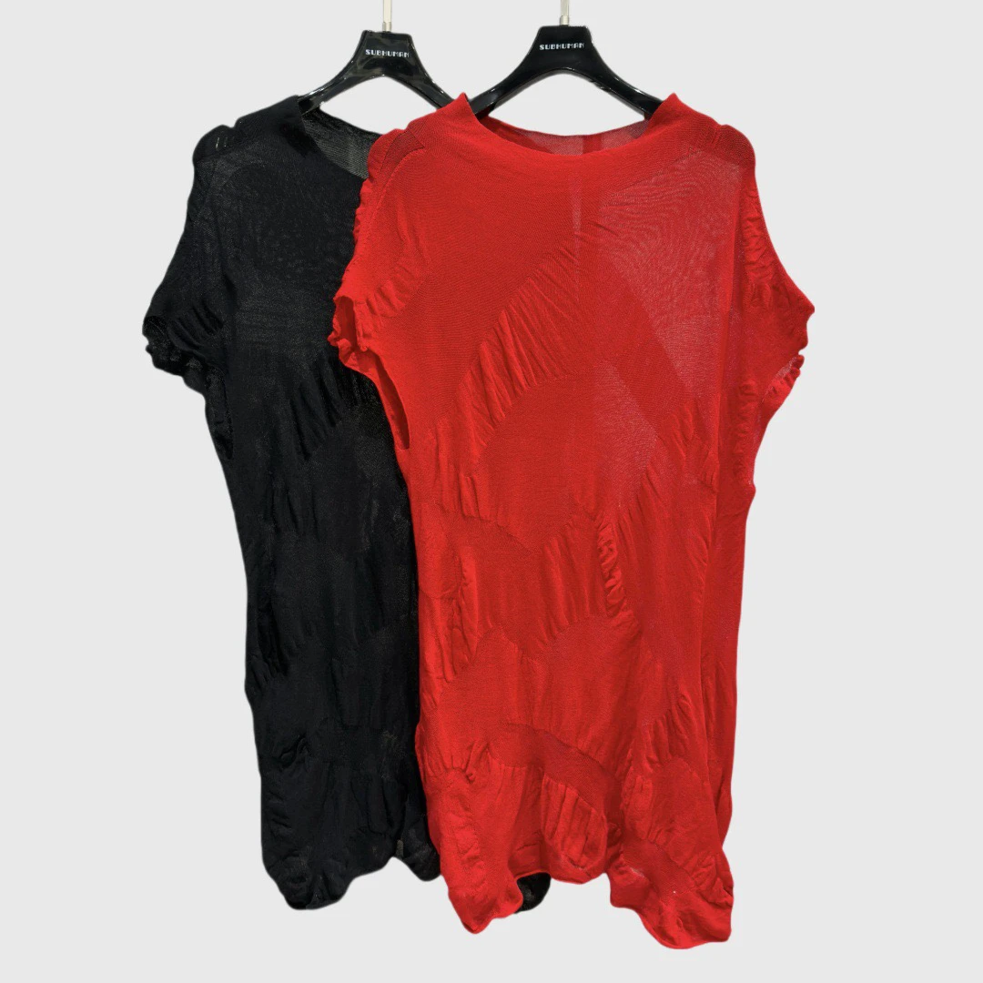 

Летняя вязаная толстовка из чистого хлопка k RO ort Sve, женская повседневная универсальная утягивающая футболка со сложенным подолом